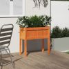 Garden Planter with Legs Wax Brown 27.6"x12.2"x27.6" Solid Wood Pine